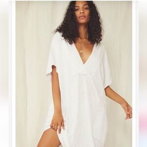 Free people beach white sunshower maxi cotton dress coverup womens M